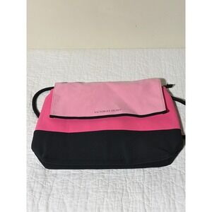 Victoria's Secret Pink Black‎ Colorblock Foldover Drawstring Backpack Bag